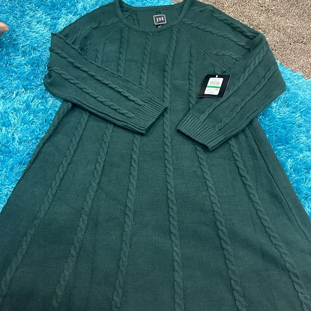 Emerald green sweater dress